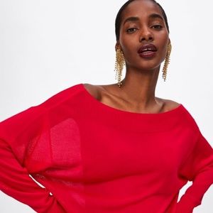Zara Red Flowing Sweater